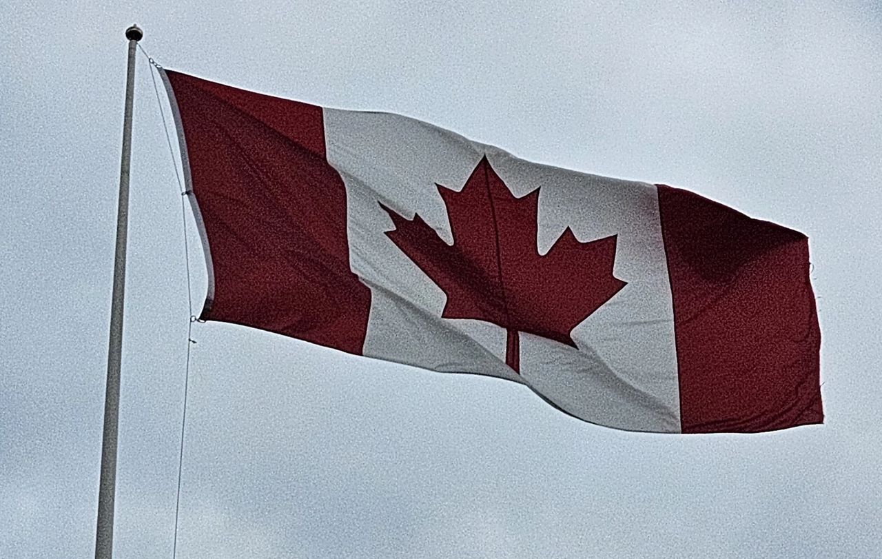 The Canadian flag flies at Vimy Ridge.