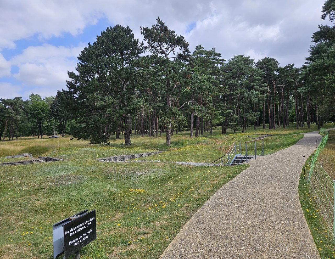 Some trenches were preserved by the construction crew and sculptors while waiting for marble shipments. They are in the exact location as in 1917.