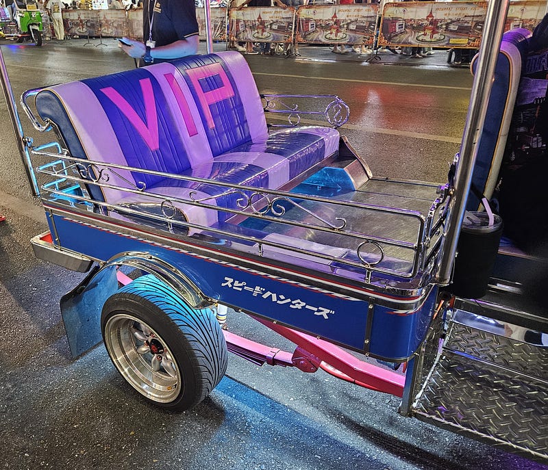 The passenger area of a sweet styling tuk-tuk in Bangkok