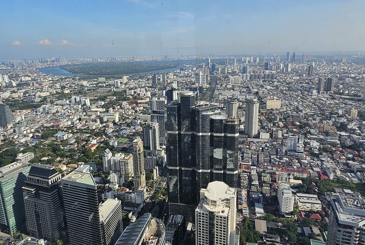 Southwest skyline over bangkok from the roof of the Mahanakhan Tower