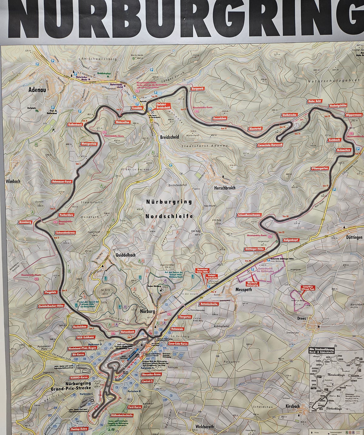 Map of Nurburgring Race track in Germany.