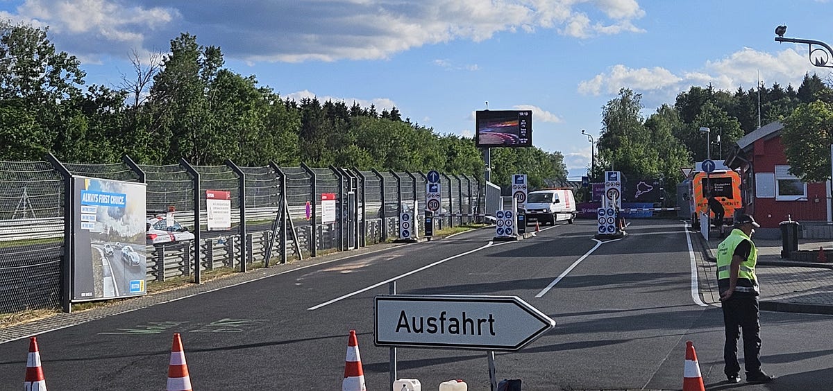 Track entrance gates are closed at the Nurburgring track in Germany